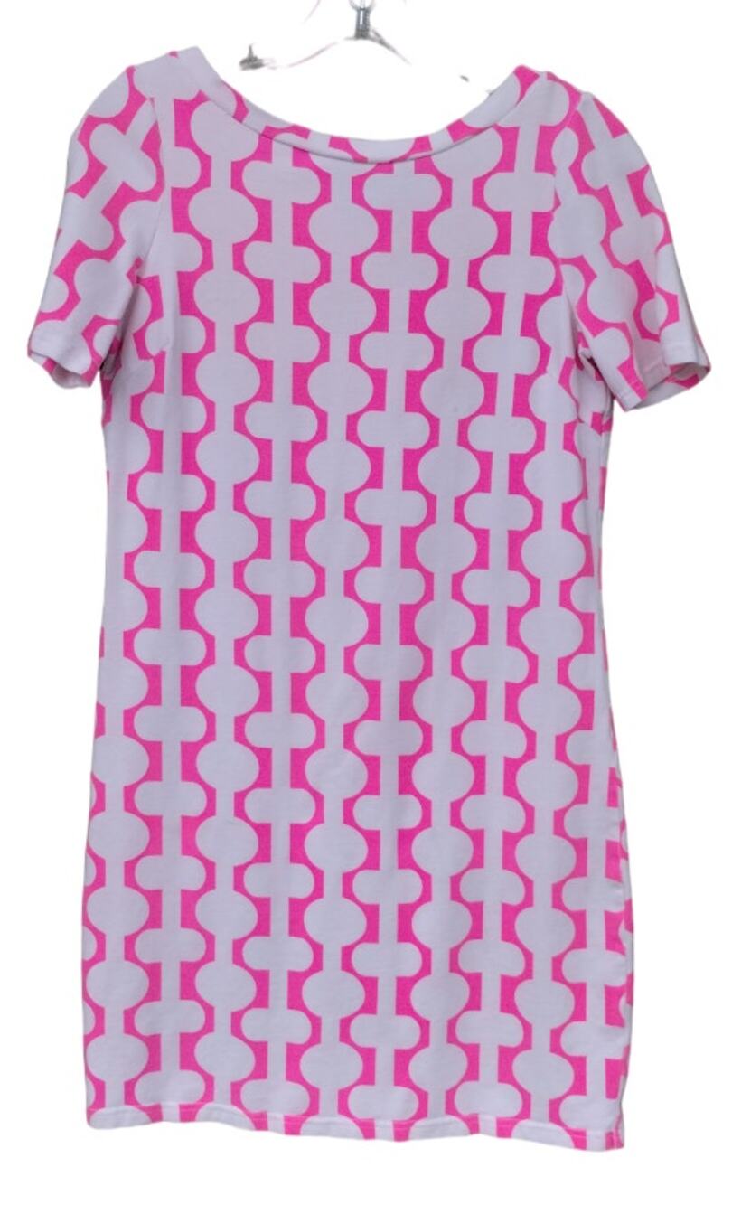 Gretchen Scott Cotton Blend Shift Mini Dress Pink White Print XS Barbie $179